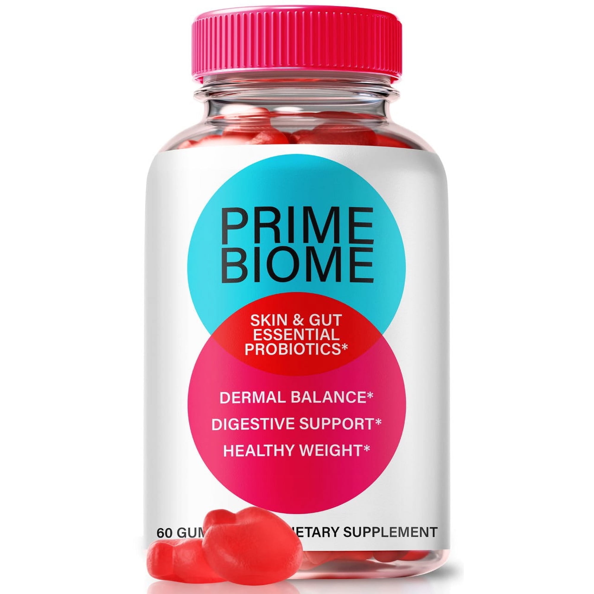 Prime Biome Gummies, All-Natural Formula Supplement for Skin and Gut Health, PrimeBiome Probiotic for Digestive Wellness, Official Skincare Gomitas Reviews (60 Gummies)