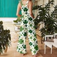 thumbnail image 4 of Gyujnb Women's St. Patrick's Day Overalls - White Green Yellow Shamrock Print Pocketed Wide Leg Jumpsuit for Irish Festival,5XL, 4 of 6