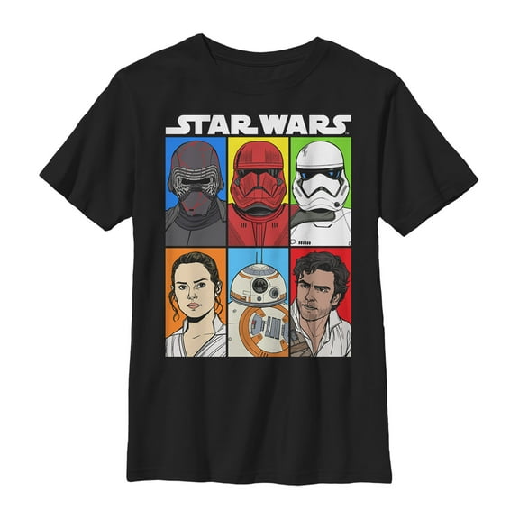 Boy's Star Wars: The Rise of Skywalker Character Grid  Graphic Tee Black Medium
