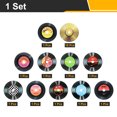 thumbnail image 3 of Uxcell 20 Pack Vinyl Records Decor, 5.5 Inch Blank Vinyl Records 11 Designs Fake CD Album Cover for Rock and Roll Party Dining Home Decorations, (Black and Gold, Style 6), 3 of 6