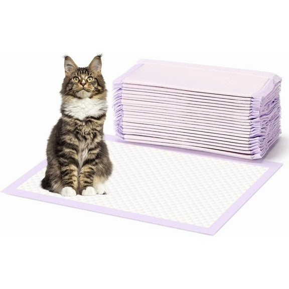 20/40pcs Cat Litter Box Refill Pads - 6-Layer Super Absorbent with Activated Carbon, Odor Control 17x12in Purple PE Breeze Pads
