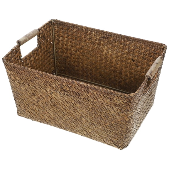 WEUVEB Wicker Basket for Bathroom Seagrass Storage Organizing Storage Container Bathroom 1Set