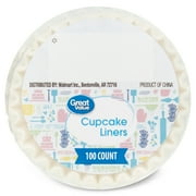 Great Value Mini Cupcake Liners, White, 100 Count