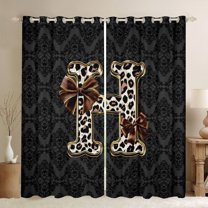Homewish Bowknot Initial Alphabet H Blackout Curtains Set of 2 (52x84 Each) for Female Men,Animal Cheetah Print Window Curtains,Gothic Chic Damask Curtains and Drapes,Luxury Bedroom Decor