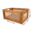 thumbnail image 2 of BESTYASH Vintage Style Khaki Wood Storage Basket with Handles Rectangular Wood Crate for Pantry and Books, 2 of 6