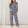 thumbnail image 2 of Lsque cool rock Skull Pattern Long Sleeve Pajama Set for Women - Soft 2-Piece Sleepwear and Loungewear Set with Pockets, Comfy Nightwear-Small, 2 of 7