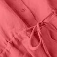 thumbnail image 6 of Taqqpue Summer Linen Dresses for Women Short Sleeve V Neck Button Casual Dress Tie Waist Flowy Loose Fashion Beach Vacation Midi Dresses, 6 of 9