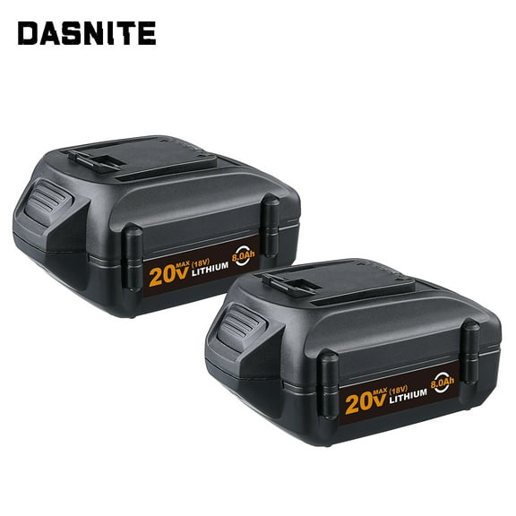 Dasnite 8.0Ah Li-on Replacement for Worx 20V Battery PowerShare WA3520 WA3525 WA3575 WG151s WG155s WG251s WG255s WG540s WG545s WG890 WG891，2Pack