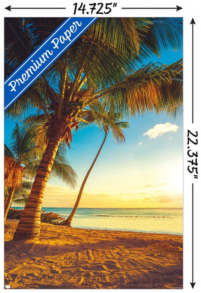 Scenery - Sunset on the Beach Wall Poster, 14.725" x 22.375"