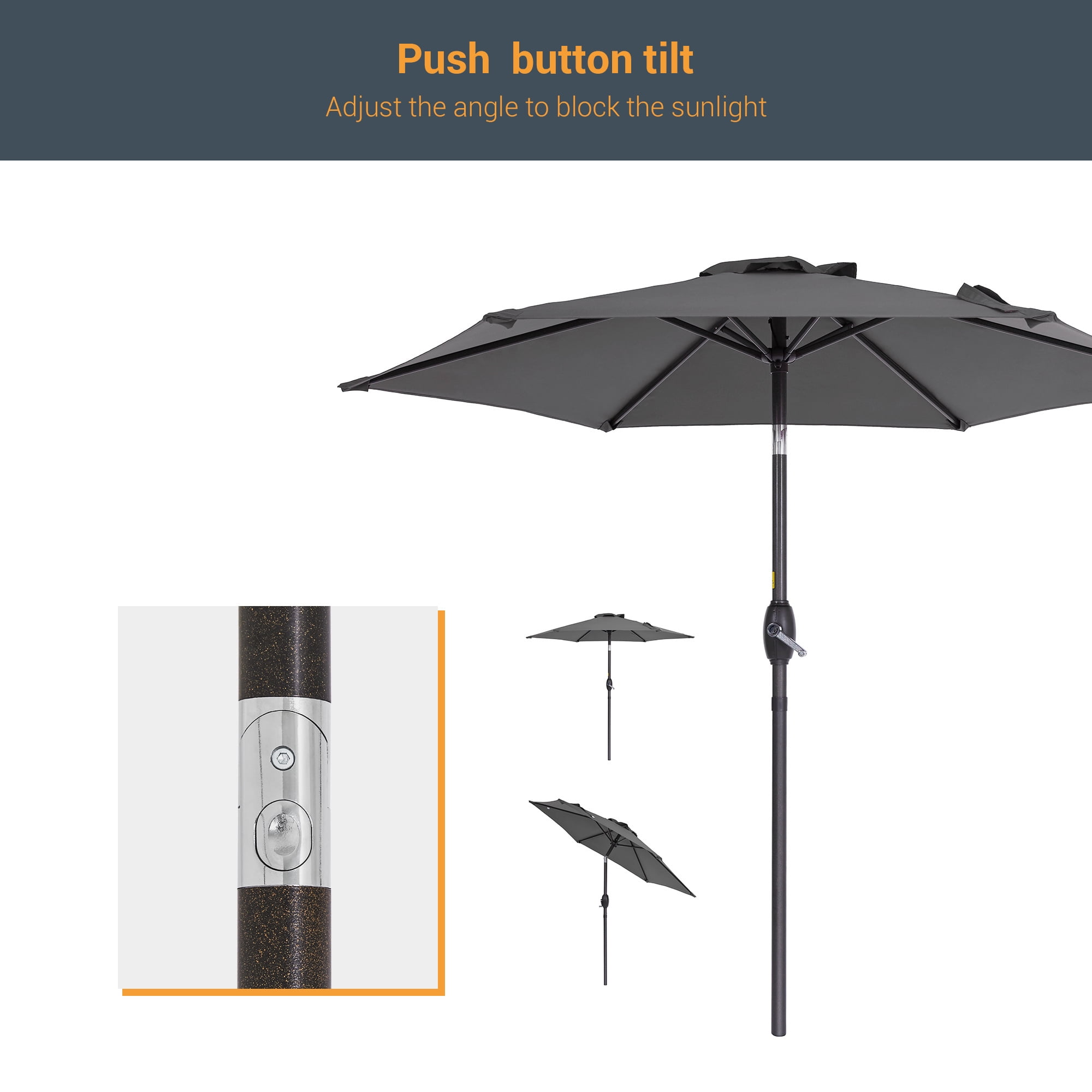 ACEGOSES 7.5ft Patio Umbrella, Outside Table Umbrellas With Non-Fading Polyester canopy, Anthracite