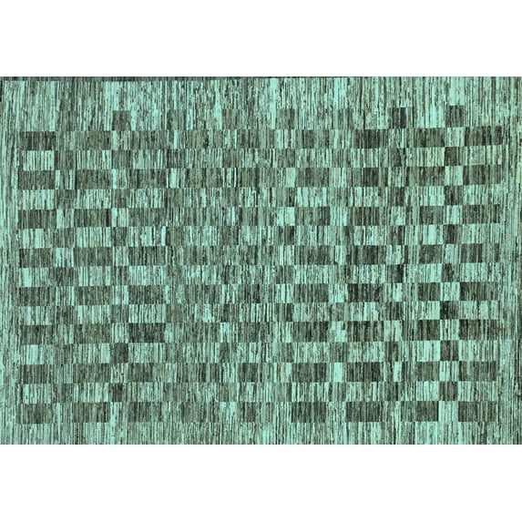 Ahgly Company Indoor Rectangle Checkered Light Blue Modern Area Rugs, 2' x 5'