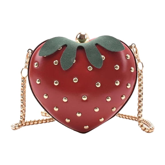 Wxqbjtam Girls Strawberry Purse Casual PU Leather Elegant Clutch Wallets Shoulder Bag for