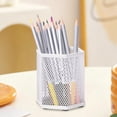 thumbnail image 4 of Portabolígrafos, organizador de escritorio de malla metálica hexagonal para material escolar de oficina, vaso para lápices que ahorra espacio, almacenamiento de sobremesa ligero y resistente, 4 of 6
