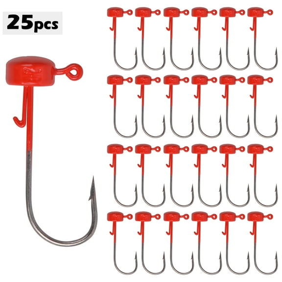 Mushroom Head Ned Rig Shroom Jig Hooks Kit for Soft Lures, 1/8oz (25-Pack)
