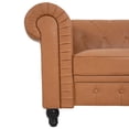 thumbnail image 3 of Traditional Air Leather Tufted Chesterfield Loveseat, Rolled Arm Loveseat, Faux Leather Upholstered Living Room Loveseat Sofa, Caramel, 3 of 11