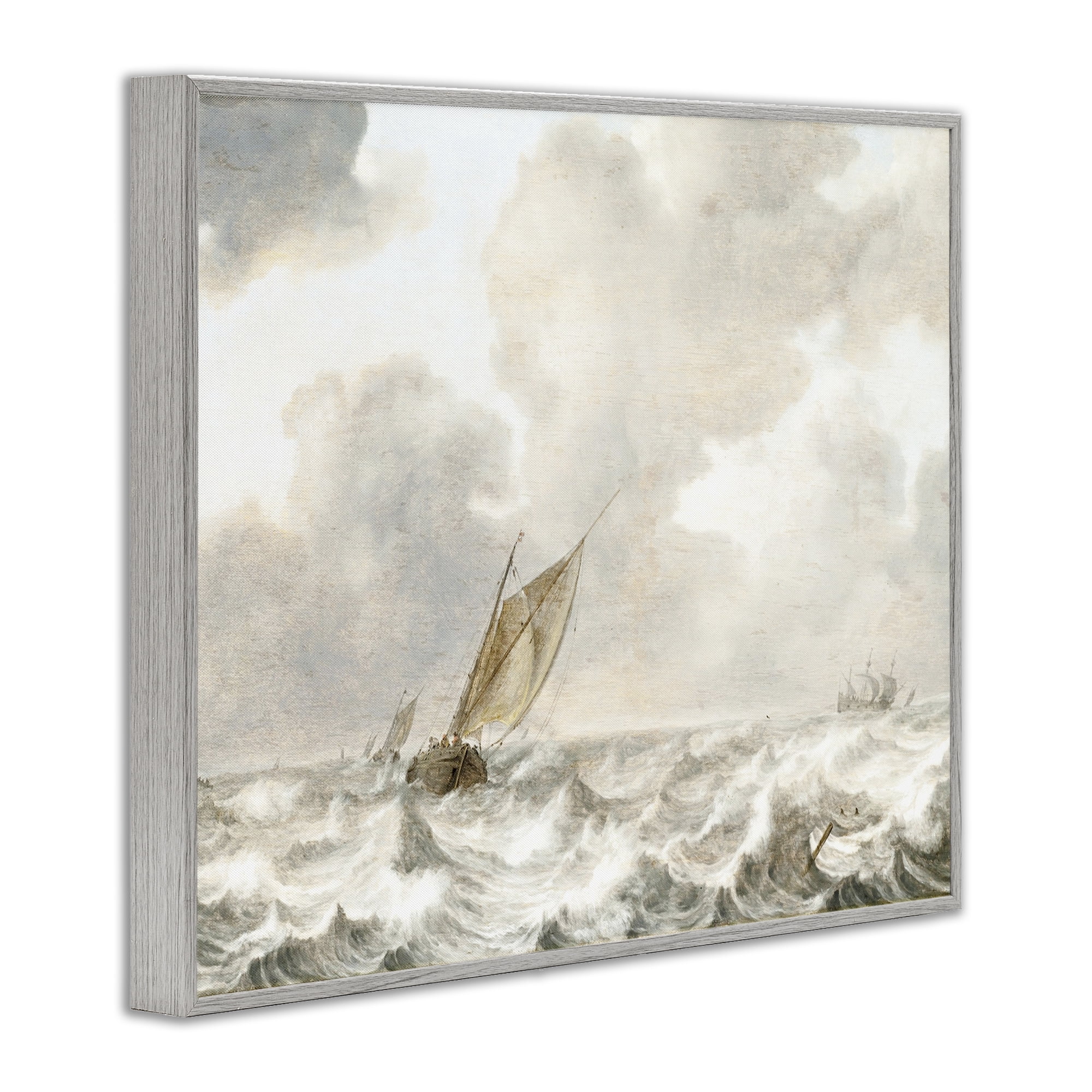 Stupell Industries Vintage Stormy Seas Gray Framed Giclee Art, design by Leah Straatsma