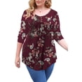 thumbnail image 3 of VERABENDI Women's Plus Size Long Sleeve Casual Tunic Tops Floral Blouses Henley T Shirts for Women, 3 of 6