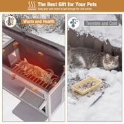 MEDEHOO Heated Cat House for Outside Cats Winter, 100% Waterproof Insulated Outdoor Cat Shelter with Heater & Insulated Liner