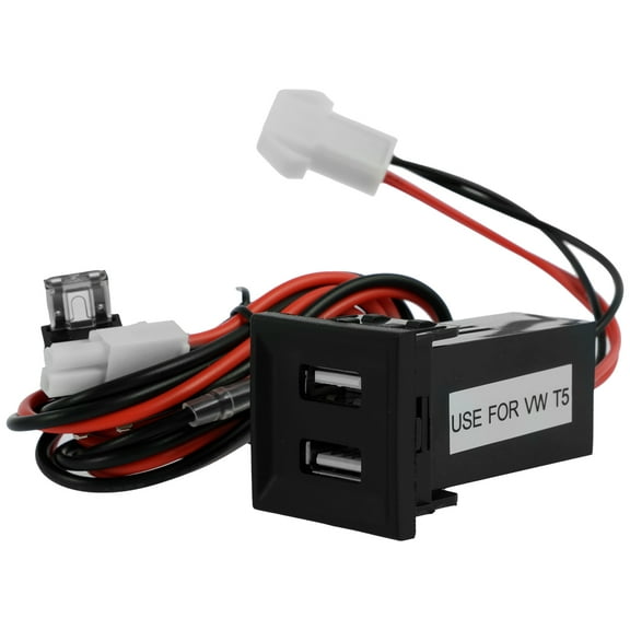 Retrok Dual USB Phone Socket Compatible with Transporter T5 2003-2009 Professional Car Power Socket with Blue Light Premium 5V 3A Adapter for Car Auto