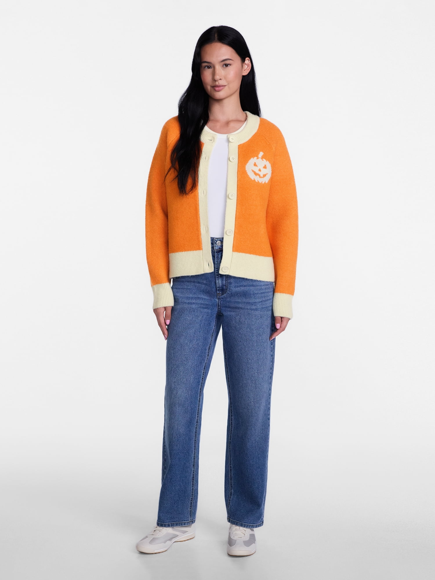 Women's Halloween Jack O Lantern Cardigan Sweater from Way to Celebrate, Sizes S-4X
