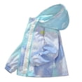 thumbnail image 2 of Little Girls Gradient Color Rain Jackets Lightweight Windproof Hoodie Jacket Kids Waterproof Windbreaker 4-14 Years, 2 of 7