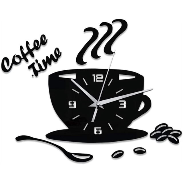 Reloj de pared de cocina acrílico Diy creativo, reloj con forma de taza de café de diseño moderno, arte de pared, decoración del hogar, reloj Digital hueco