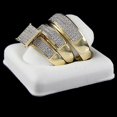 thumbnail image 2 of Bluebelljewels Women's & Men's 14K Yellow Gold Finish Round Cut Cubic Zirconia Trio Ring Set, 2 of 4