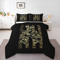 Homewish Green Bow Knot 2pcs Bedding Comforter Set for Children Girls Female,Abstract Camouflage Twin Comforter Sets,US Flag Breathable Bedding Set,Lightweight Room Decor,Reversible