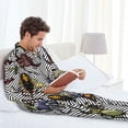 thumbnail image 6 of Salouo Bright Insects Print Button-Front Long Sleeve Pajama Set for Men, Soft 2Pjs Men's Long Sleeve Sleepwear-Small, 6 of 7