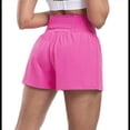 thumbnail image 3 of Pantalones Cortos Fluidos para Correr, para Mujer, para Entrenamiento, Atletismo, Gimnasio, Yoga, Cintura Alta, con Bolsillos, Verano. Rosa M, 3 of 8
