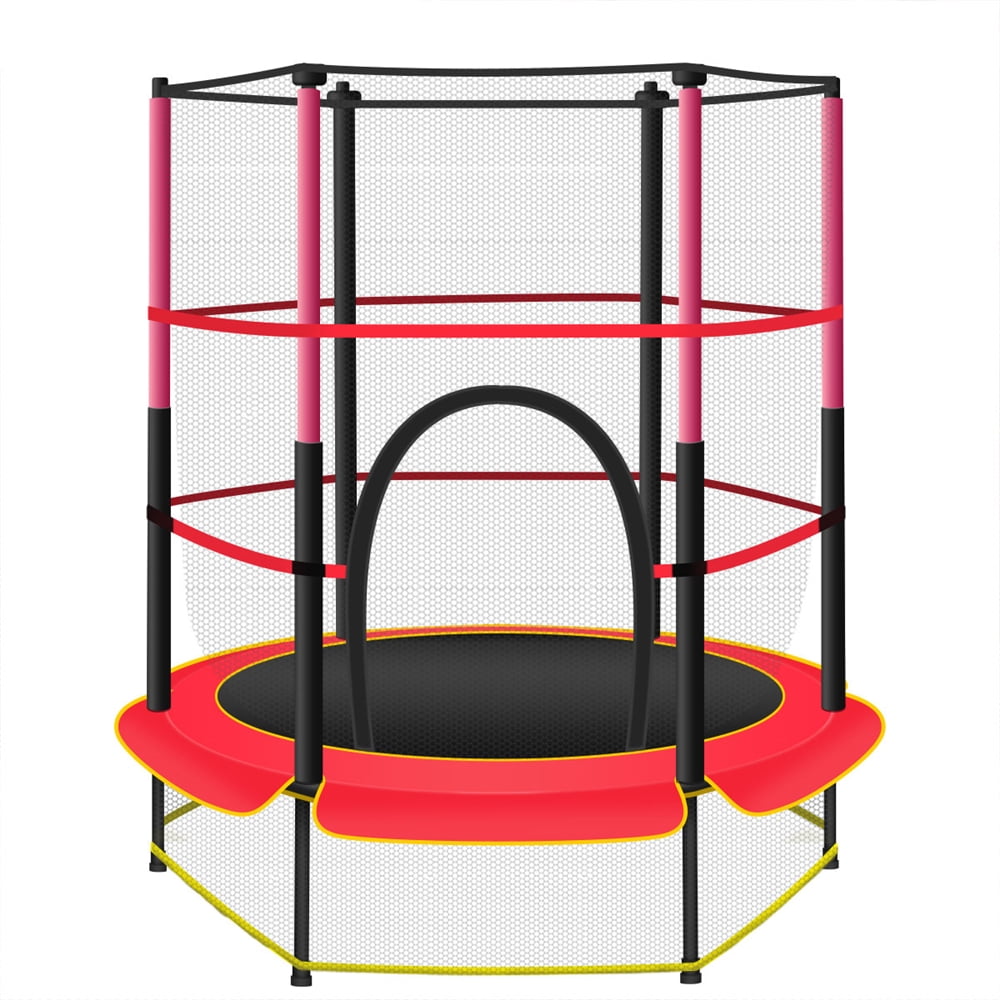 Kids Trampoline with Enclosure Safety Pad Net, 55" Round Trampoline for Jumping Indoor or Outdoor, 440lbs Bering Capability for 2-6 Year old