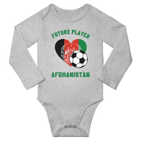 

Future Afghanistan Soccer Player Baby Long Slevve Rompers Bodysuit (Gray 3-6 Months)