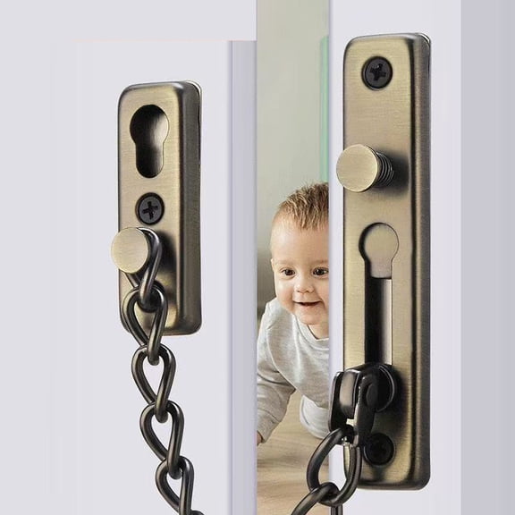 Alise Chain Door Guard Lock, Heavy Duty Stainless Steel Anti-Theft Door Chain With Safety Spring Press, Red (1 Pack)