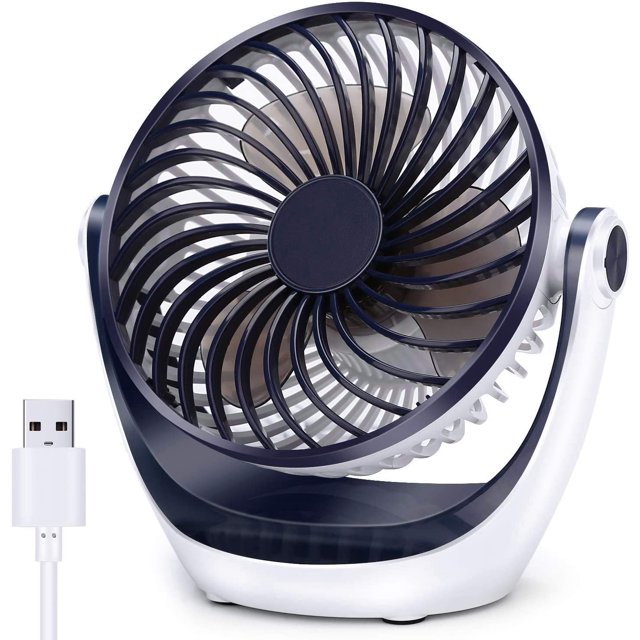 Ventilador de escritorio de 5,1 pulgadas Ventilador de mesa pequeño con flujo de aire fuerte Operación silenciosa Velocidad del ventilador portátil Cabezal ajustable Mini ventilador personal
