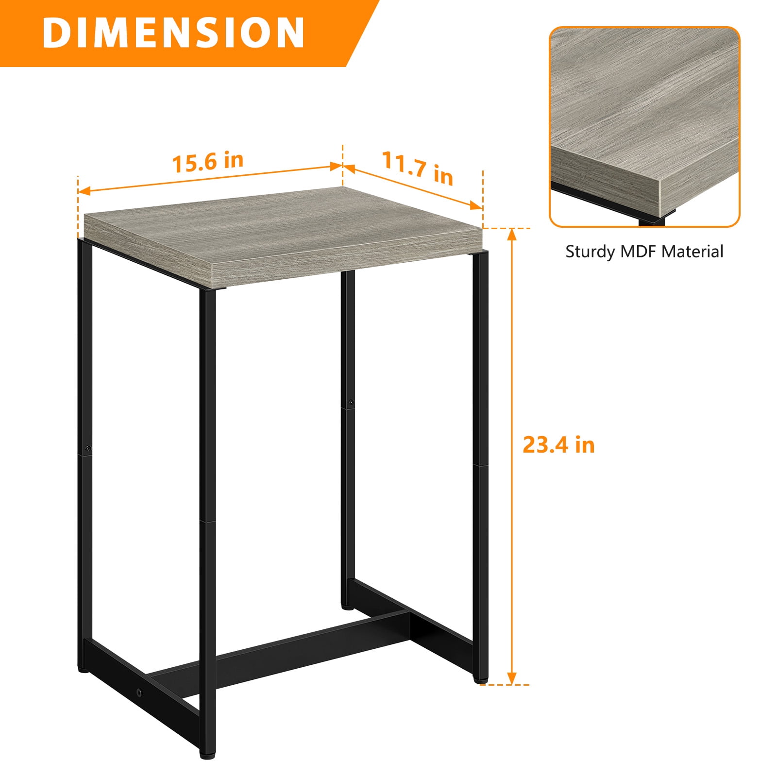 Oumilen Adult Modern Set of 2 Nightstands Narrow Side Table End Table, Gray