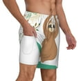 thumbnail image 3 of Balery Cute Sloth In Yoga Pose Tree Mens Swim Trunks Swim Shorts for Men Quick Dry Inseam Beach Shorts with Compression Liner Pocket-Small, 3 of 9