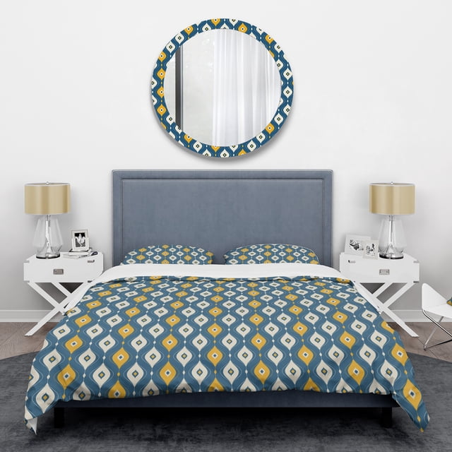 Designart « Motif Abstrait Rétro II » Ensemble de Housse de Couette Style Mi-Siècle