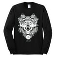thumbnail image 2 of Drawn Tribal Wolf Animal Lover Mens Long Sleeve Shirt, Black, Small, 2 of 3