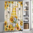 thumbnail image 3 of Gnome Sunflower Yellow Fabric Shower Curtain Floral Leaves Vintage Washable Shower Curtains for Bathroom, Waterproof Bath Curtain with Hooks Home Decor 72x72in, 3 of 8
