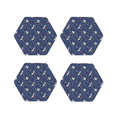 

Tideii Squirrel Flower for Leather Coasters 4 Pieces Anti-fouling and Anti-scalding Decorative Coasters Suitable for Restaurants Kitchens Coffee Shops-Hexagon