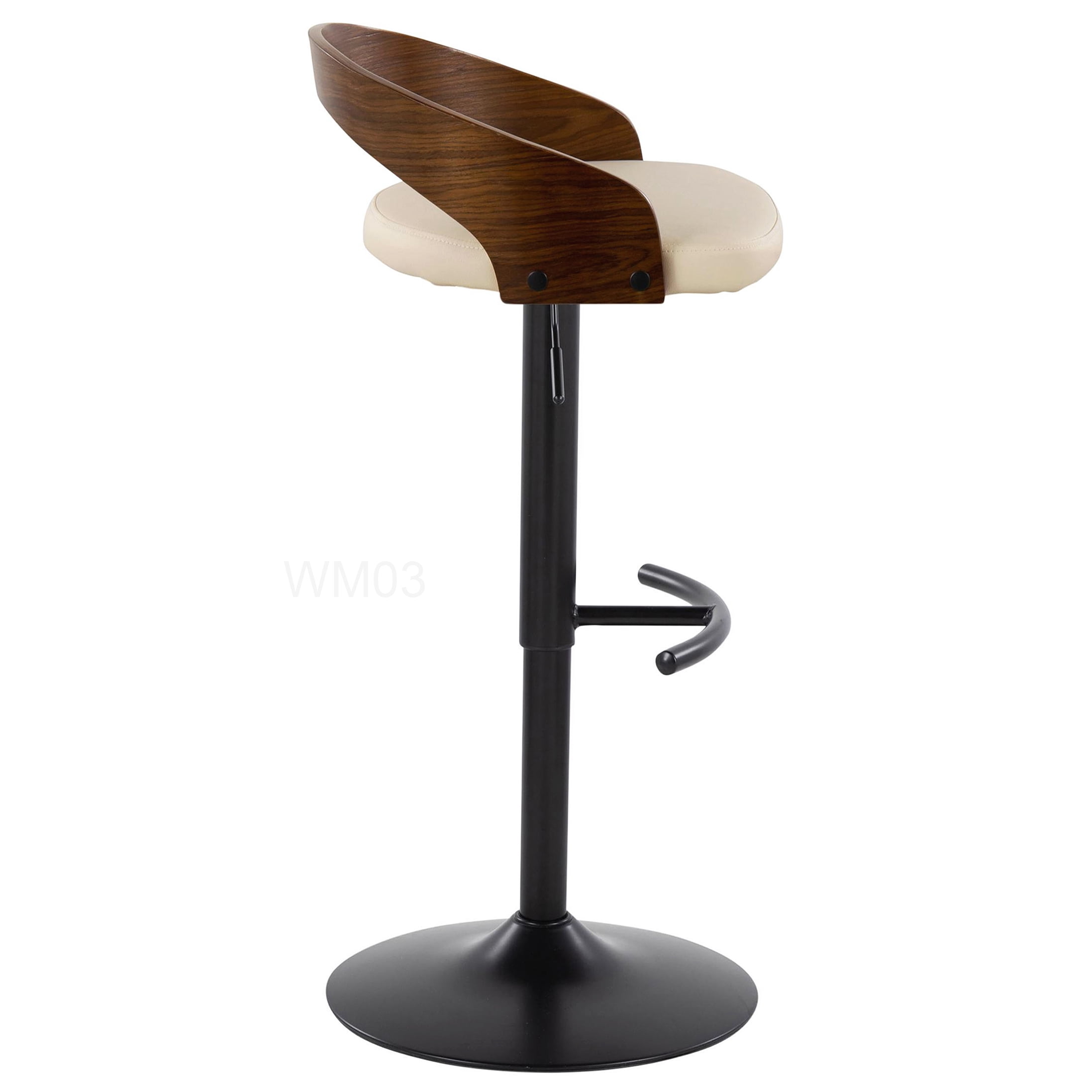 Modern Adjustable Swivel Bar Stools Set of 2 with Faux Leather Upholstery and Footrest
