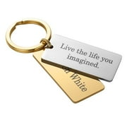 Personalized Two Tone Stainless Steel Dog Tag Key Ring