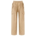 thumbnail image 2 of INHZOY Kids Girls Cargo Jogger Pants 4 Pockets Cotton Fashion Bottoms with Drawstring Khaki 6, 2 of 8