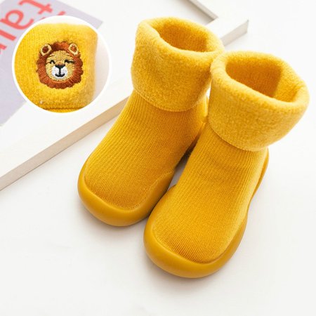 

QWZNDZGR Baby Shoes Newborn 6 9 12 18 Months Cute Plus Velvet Anti-Slip Baby Girl Shoes 2 3 4 Yrs Knit Toddler Boy Shoe Winter Kids Boots