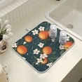 thumbnail image 4 of Yayeee Dish Drying Mat for Kitchen Counter 16" x 18" Microfiber Super Absorbent Coffee Decorative Pad, Blue Floral Oranges, 4 of 9