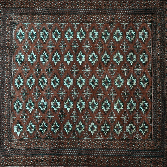 Ahgly Company Indoor Square Persian Light Blue Traditional Area Rugs, 5' Square