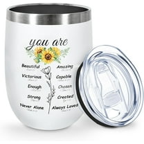 Christian Gifts for Women 12oz Insulated Wine Tumbler, Stainless Steel Stemless Glass, Inspirational Flower Prints, Ideal for Mom, Sister, Wife, Coworker