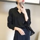 thumbnail image 1 of Camisas y blusas con acabado satinado que combinan con todo para mujer, Top informal OL de manga larga con botones, camisas elegantes, blusas francesas sólidas, 1 of 2