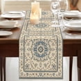 thumbnail image 3 of Boho Blue 70 Inch Table Runner, Southwestern Ethnic Geometric Rustic Farmhouse Dresser Scarf Cotton & Linen Tablerunner for Dining/Kitchen Island/Holiday Party Décor 13" x 70", 3 of 9