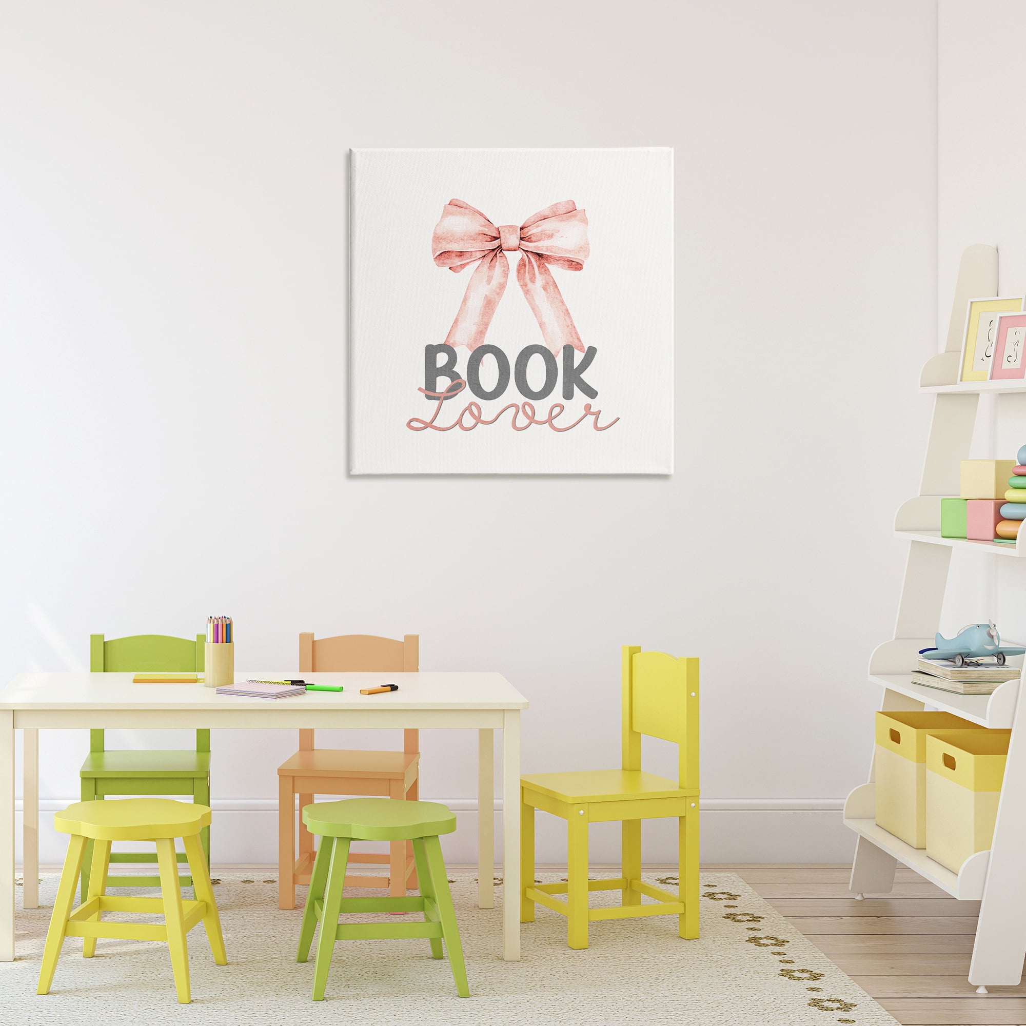 Stupell Industries Book Lover Pink Bow Canvas Wall Art, design by Kim Allen